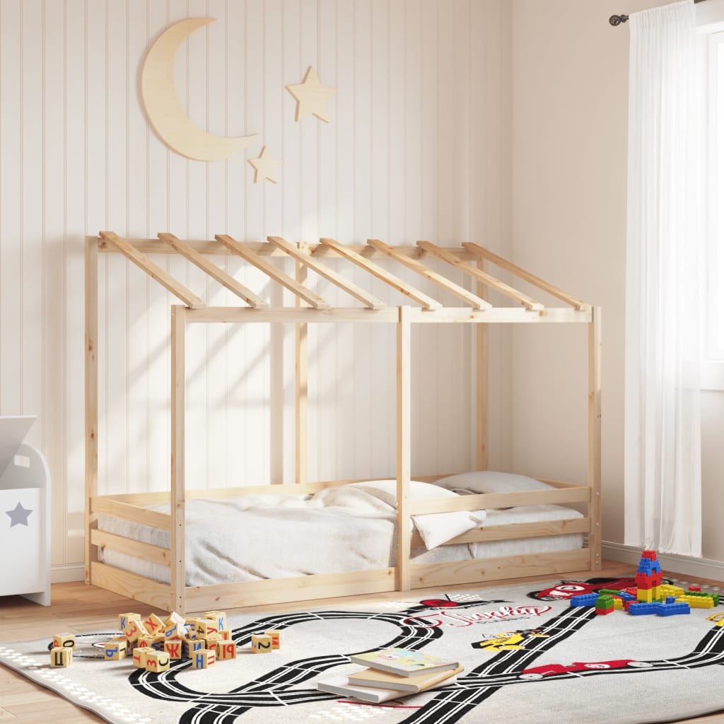 Kids' Bed with Roof 75x190 cm Solid Wood Pine